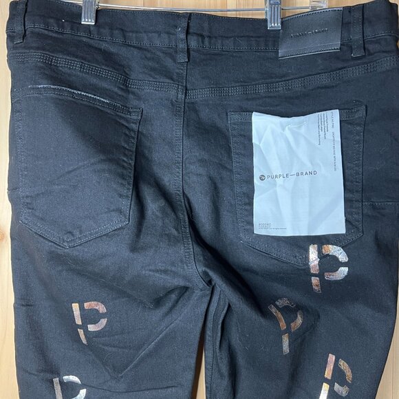 Purple Brand P002 Jeans NWT Men’s Size 38 Black Slim Fit Mid Rise Dropped Leg - Picture 13 of 16